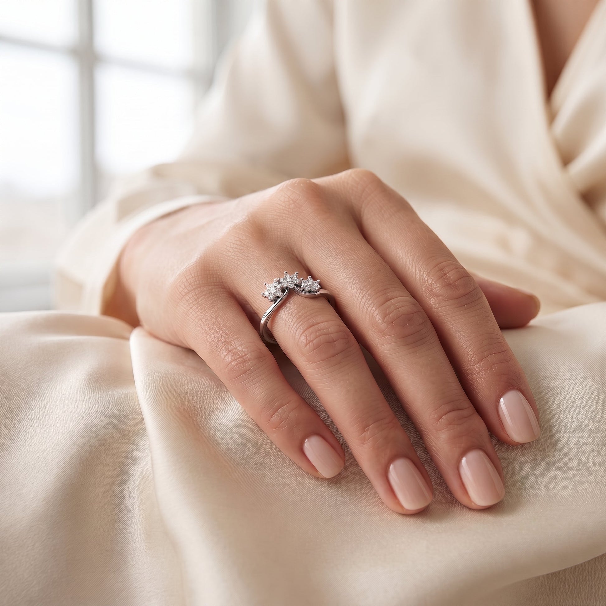 Silvme Birthday 925 sterling silver ring for women — top view