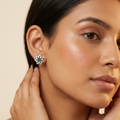 Green Floral Halo Stud Earrings, additional product view 5