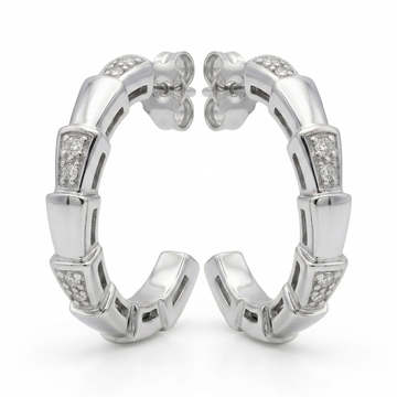 Engraved Segmented Half-Hoop Stud Earrings, front product view