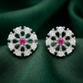 Pink-Centre Openwork Floral Stud Earrings, additional product view 7
