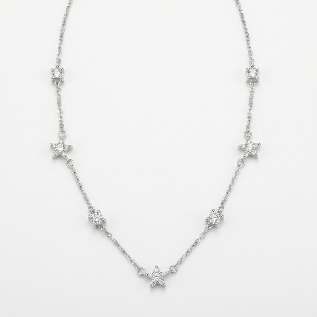 Silvme Star Station Pendant Necklace, crafted in 925 sterling silver for women, ideal for Diwali festive wear
