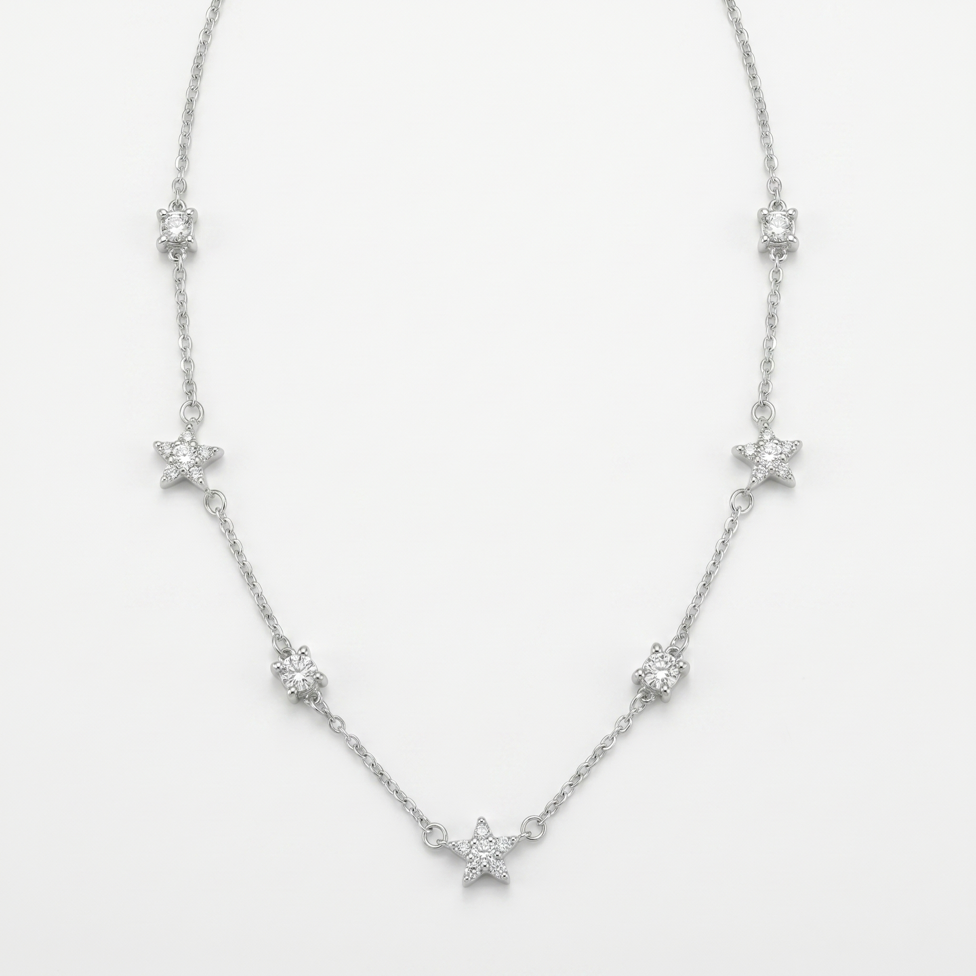 Silvme Star Station Pendant Necklace, crafted in 925 sterling silver for women, ideal for Diwali festive wear
