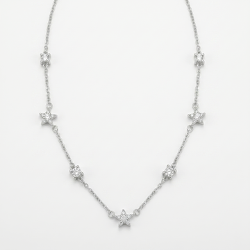 Silvme Star Station Pendant Necklace, crafted in 925 sterling silver for women, ideal for Diwali festive wear