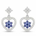 Blue Heart Stone-Set Drop Earrings, front product view