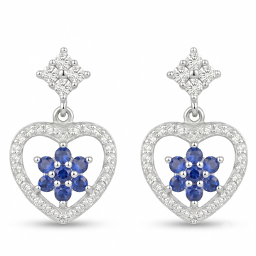 Blue Heart Stone-Set Drop Earrings, front product view