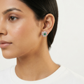 Green Floral Halo Stud Earrings, additional product view 6