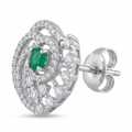 Green Spiral Floral Stud Earrings, alternate angle