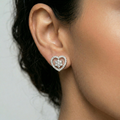 Heart-Shaped PavÃ© Flower Stone-Set Stud Earrings, additional product view 5
