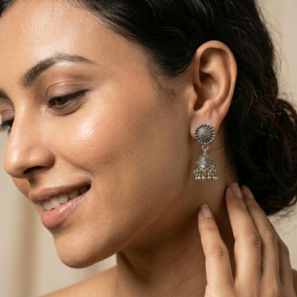 Mandala Disc Jhumka Earrings, additional product view 7