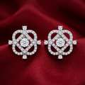 Diamond-Shaped Frame Stone-Set Stud Earrings, additional product view 3