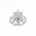 Silvme marquise turtle 925 sterling silver ring for women with marquise stone panel across the shell