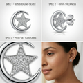 Star & Crescent Moon PavÃ© Stone-Set Stud Earrings, close-up detail, view 5