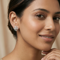 Diamond-Shaped Frame Stone-Set Stud Earrings, additional product view 6