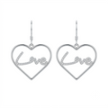 Love Script Heart Drop Earrings, front product view