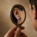 Bow Heart Stone-Set Stud Earrings, close-up detail, view 4