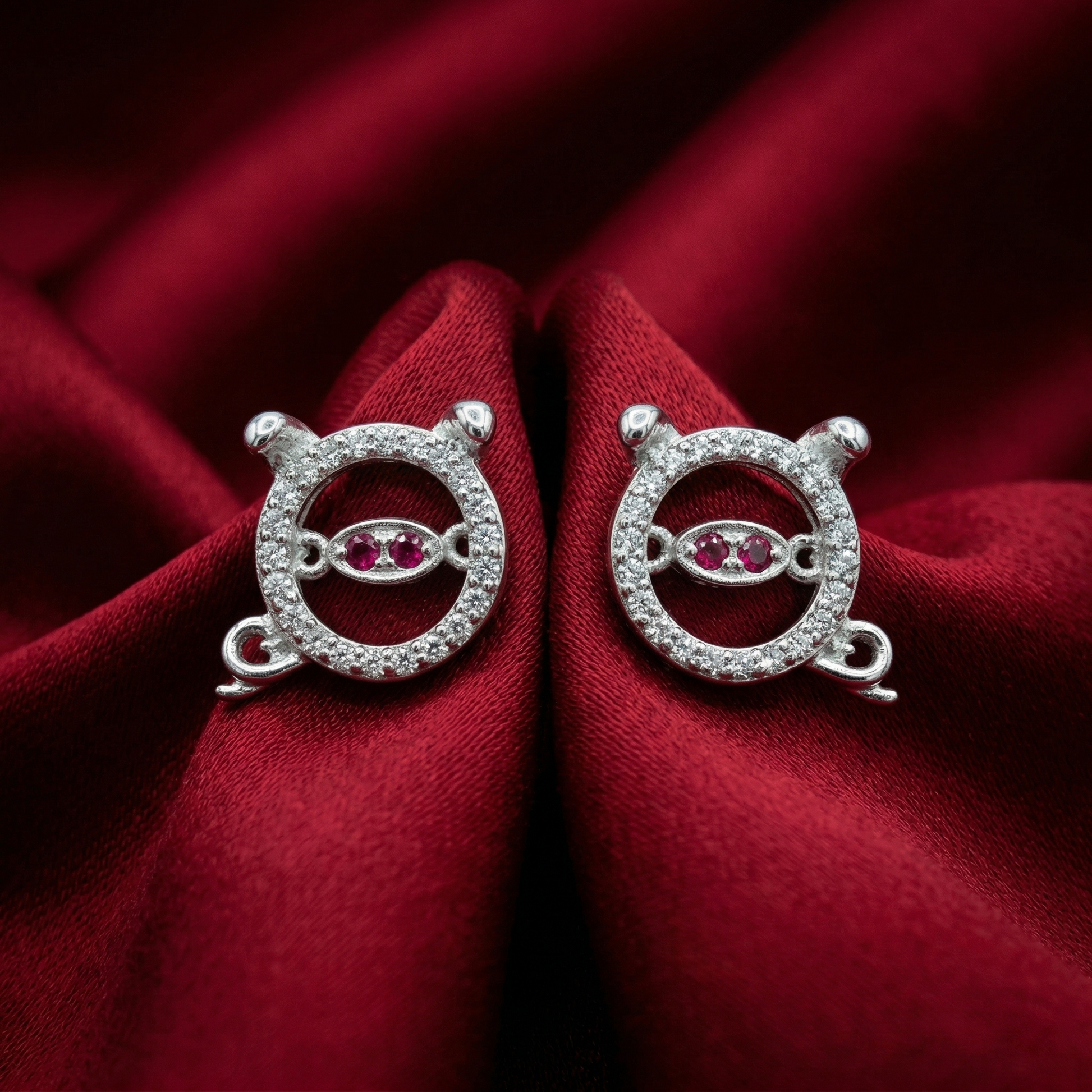 Purple-Centre Spiral Stud Earrings, close-up detail, view 4
