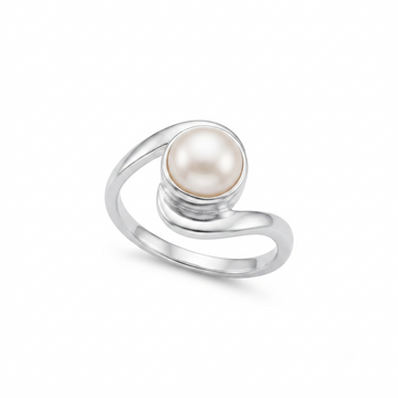 Silvme 925 Sterling Silver Pearl Swirl Bypass Ring for Women