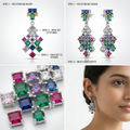Confetti Cascade Multicolour Stone-Set Chandelier Earrings, additional product view 5
