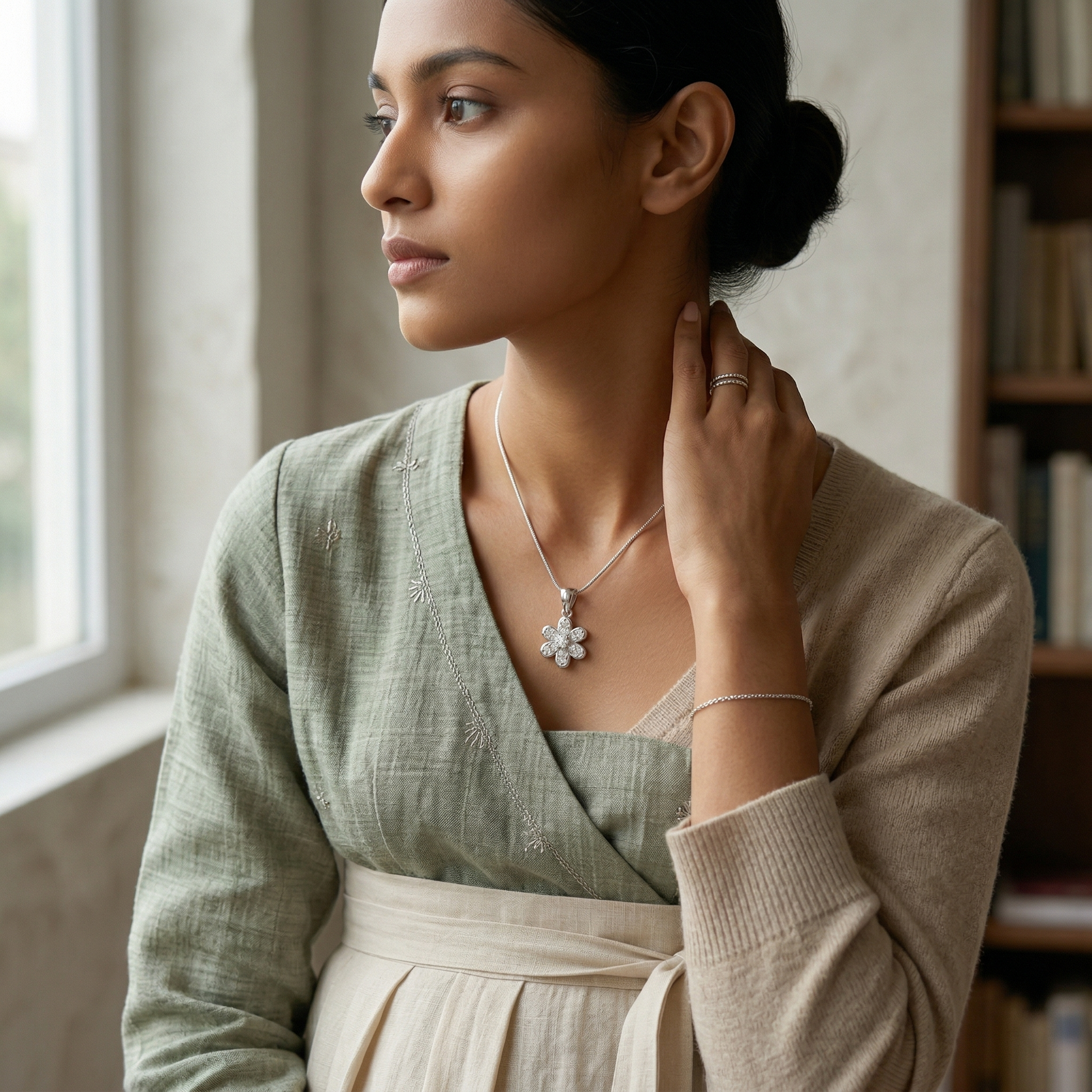 925 sterling silver Bloom Pendant by Silvme, made for festive occasions, timeless everyday elegance