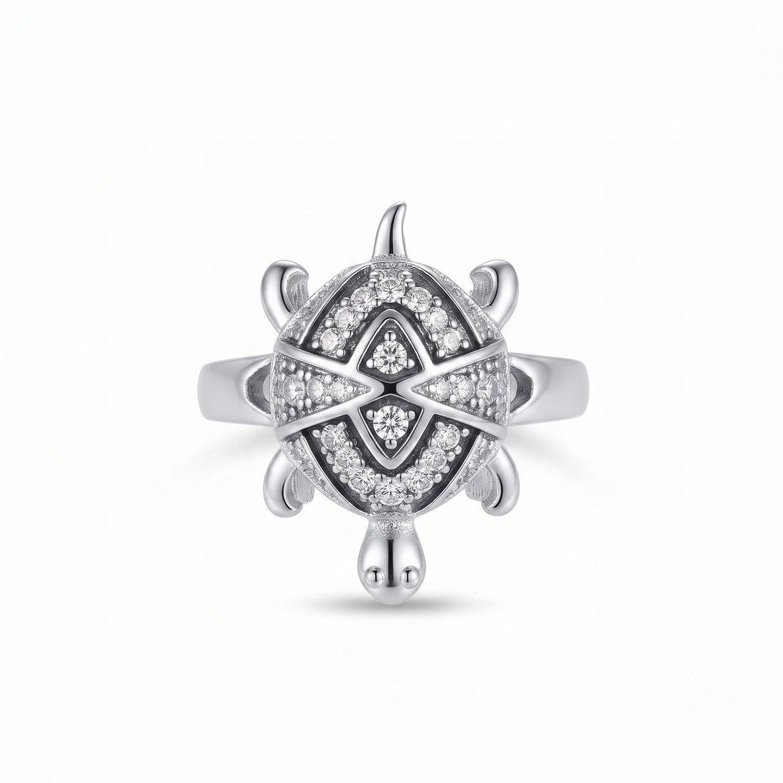 Silvme infinity shell turtle 925 sterling silver ring for women with interlaced infinity-pattern stone shell