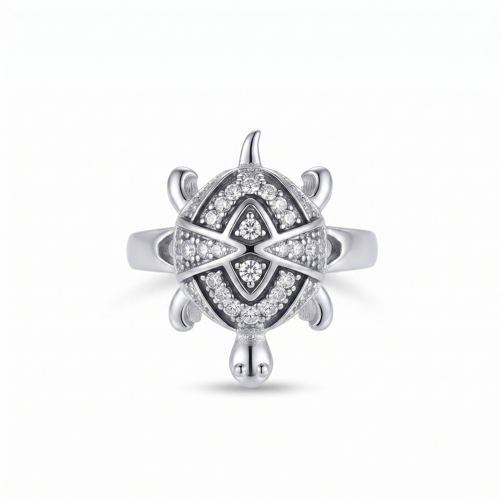 Silvme infinity shell turtle 925 sterling silver ring for women with interlaced infinity-pattern stone shell