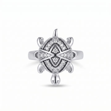 Silvme infinity shell turtle 925 sterling silver ring for women with interlaced infinity-pattern stone shell