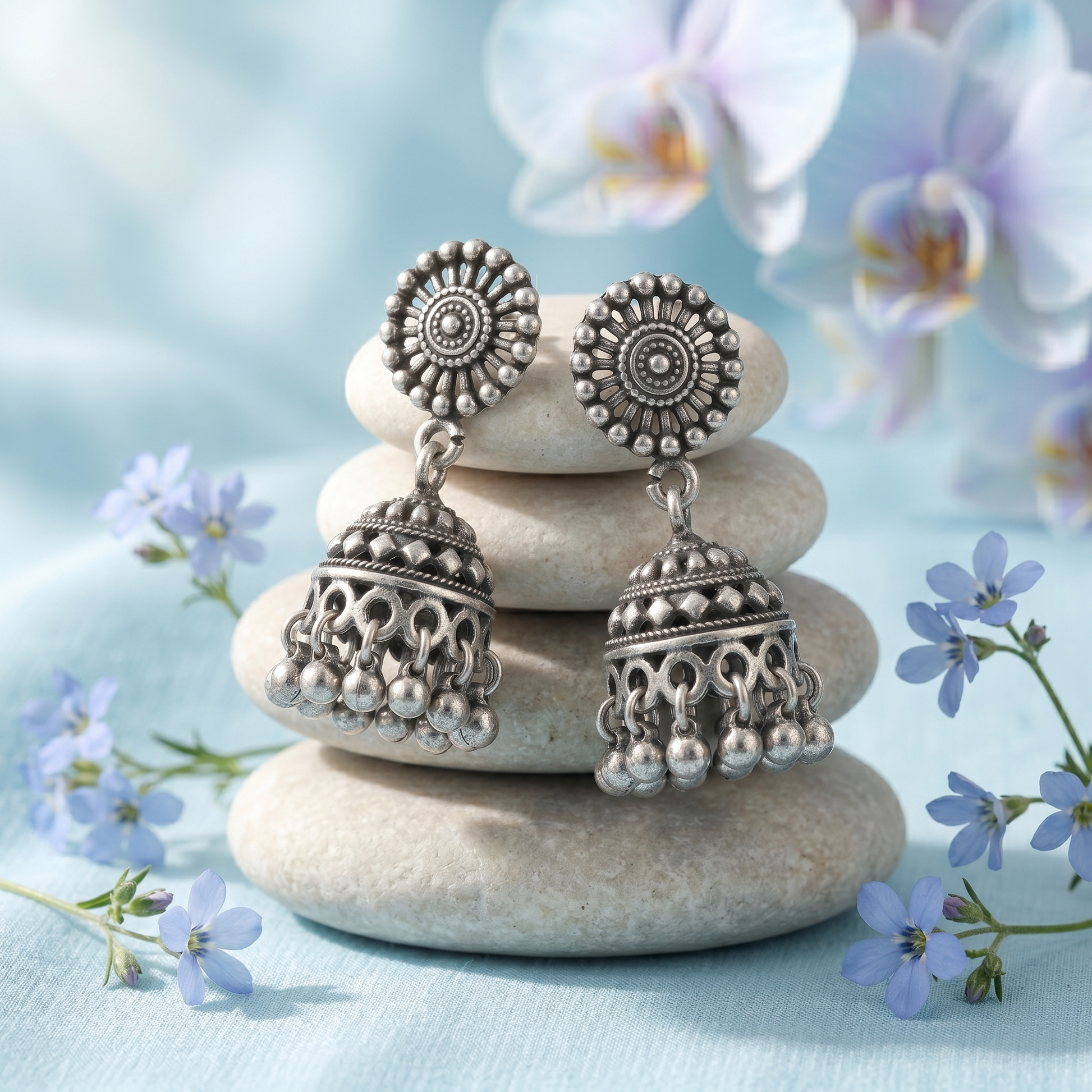 Mandala Disc Jhumka Earrings, additional product view 4