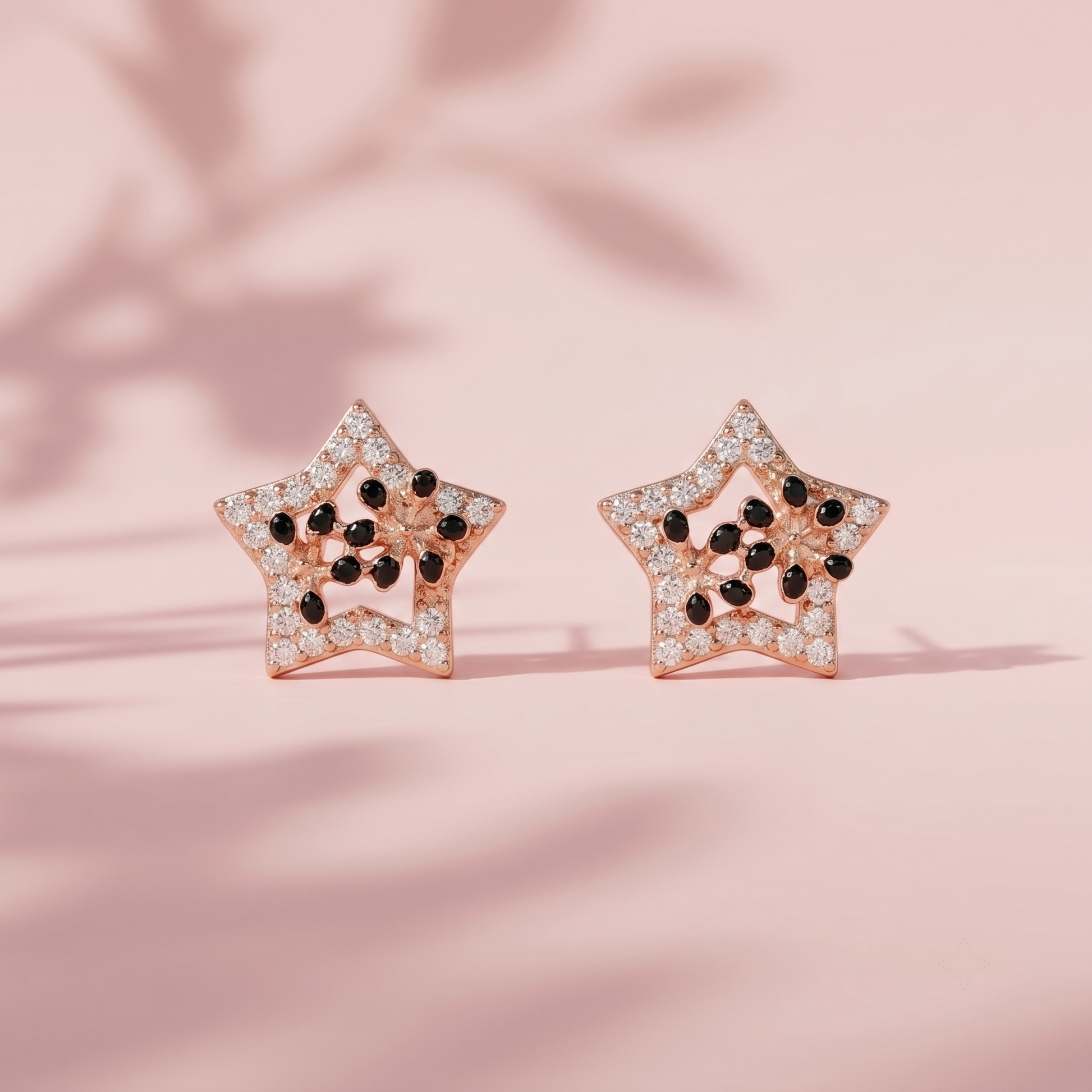 Rose-Gold-Tone Star Stud Earrings with Dark Accents, additional product view 7