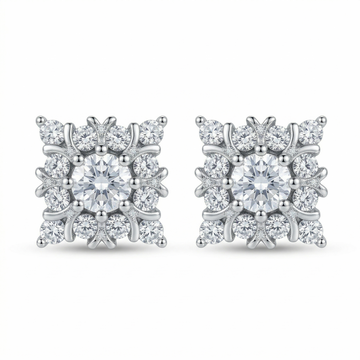 925 Sterling Silver Cushion Square Halo Solitaire Screw-Back Stud Earrings