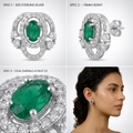 Green Oval Halo Stone-Set Stud Earrings, additional product view 7