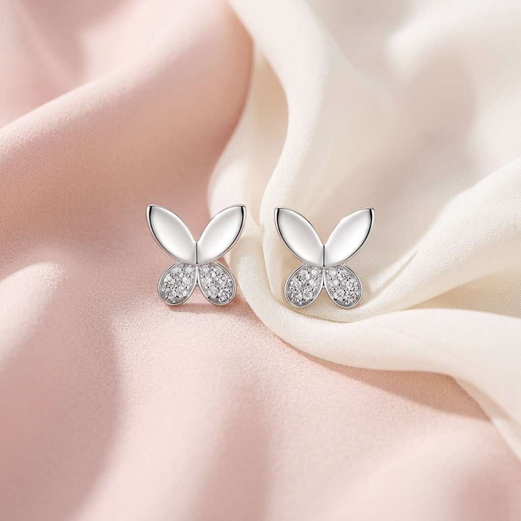 Butterfly Stone-Set Stud Earrings, additional product view 8