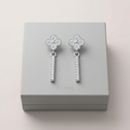 Silvme Pure 925 Silver Floral Blossom & Baguette CZ Dangle Drop Earrings for Women