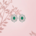 Green Round Stone-Set Stud Earrings, additional product view 7