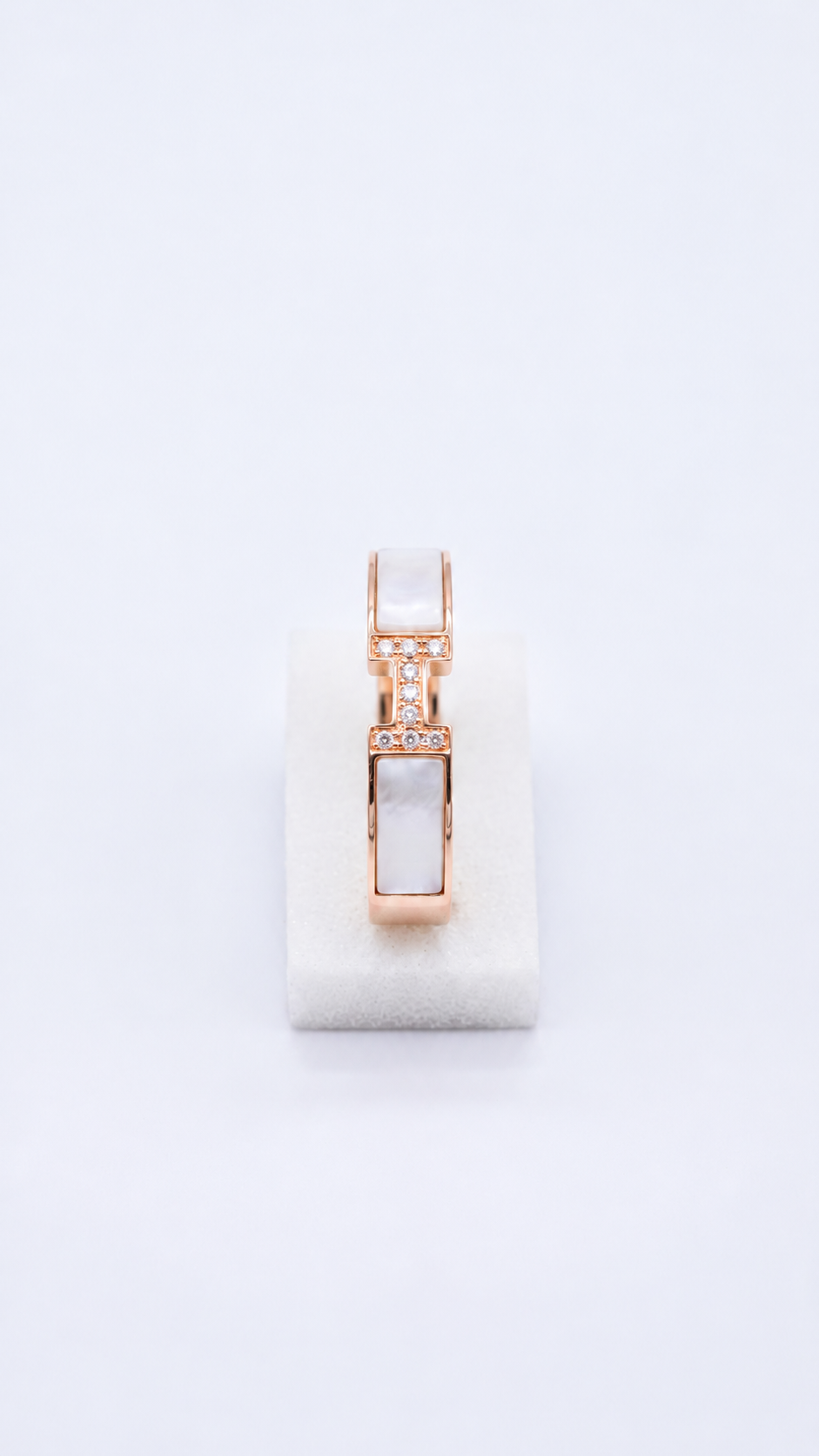 925 Sterling Silver Rose Gold White Stone Geometric Ring