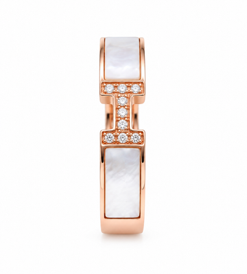 925 Sterling Silver Rose Gold White Stone Geometric Ring