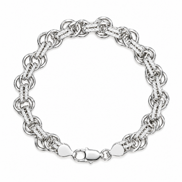 Silvme 925 Sterling Silver Fine Rolo Chain Bracelet for Men, 21cm Polished Silver-tone