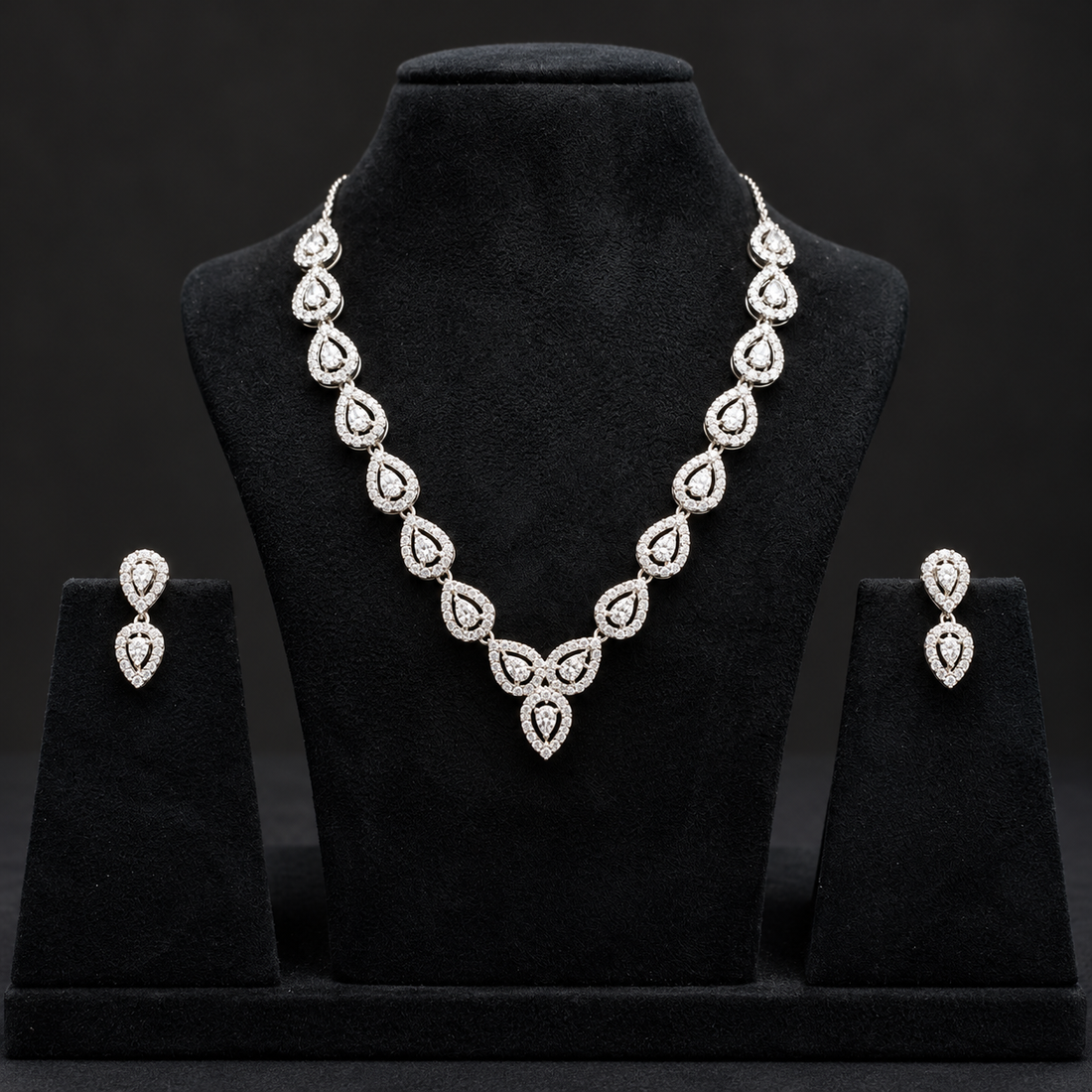 925 Sterling Silver Blooming Floral Garland Bridal Jewelry Set