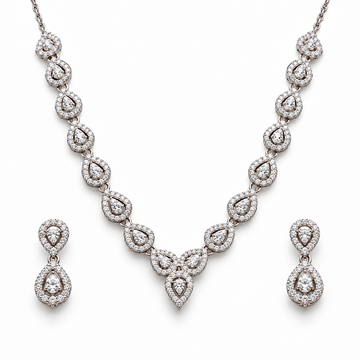 925 Sterling Silver Blooming Floral Garland Bridal Jewelry Set