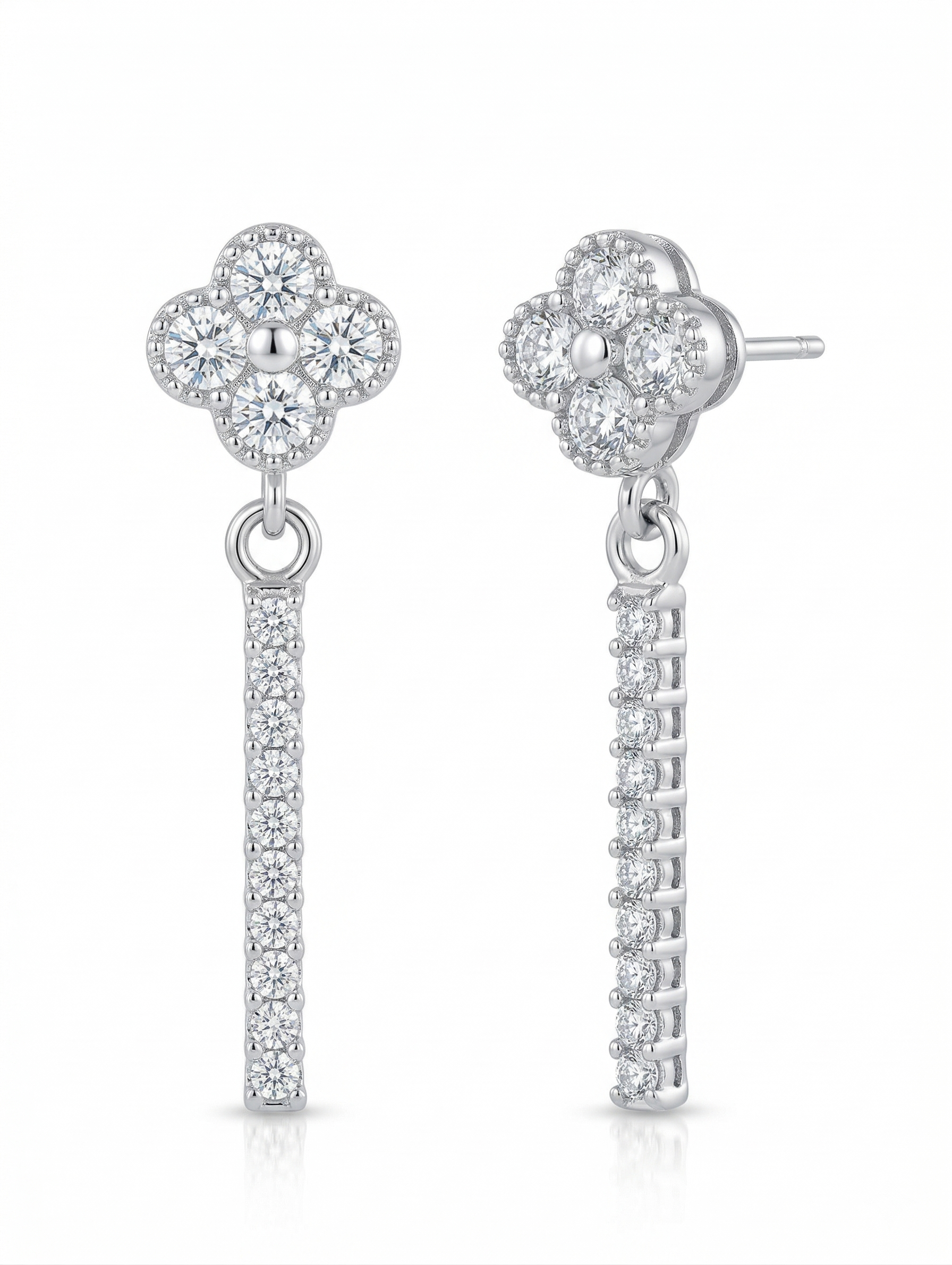 Floral Baguette Drop Earrings, front product view