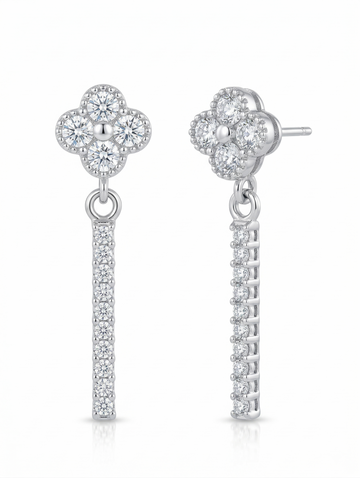 Floral Baguette Drop Earrings, front product view