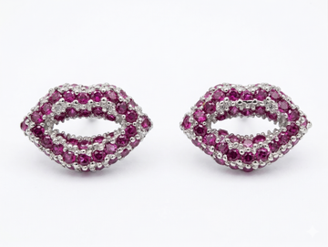 Lip Kiss Stone-Set PavÃ© Stud Earrings, front product view