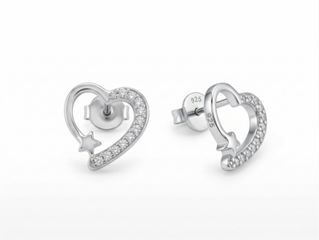 Heart & Star Stone-Set Stud Earrings, front product view