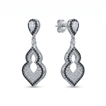925 Sterling Silver Art Deco Trellis Chandelier Drop Earrings