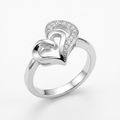 Silvme Intertwined Double Heart 925 sterling silver ring for women set with cubic zirconia — front view on white background