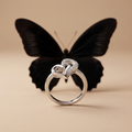 Silvme Intertwined Double Heart 925 sterling silver ring for women set with cubic zirconia — close-up detail