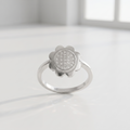 Silvme Dainty Daisy Crystal 925 sterling silver ring for women set with cubic zirconia — top view