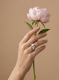 Silvme Purple Botanical Bloom 925 sterling silver ring for women with a pearl-effect accent — worn on the finger (4)