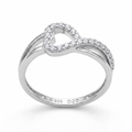 Silvme Heart Infinity 925 sterling silver ring for women set with cubic zirconia — front view on white background