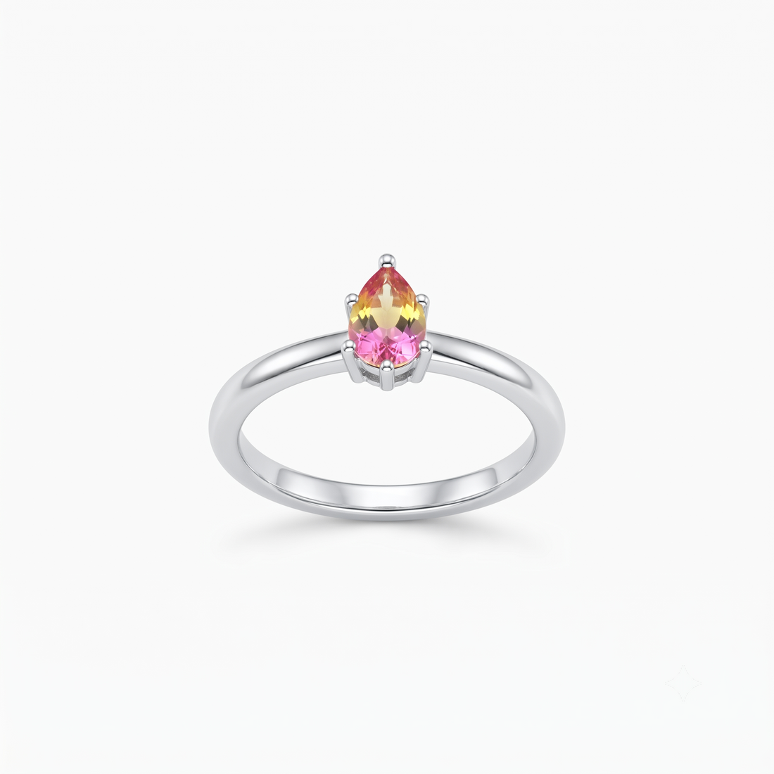 Silvme Gradient Pear Solitaire 925 sterling silver ring for women set with cubic zirconia — front view on white background
