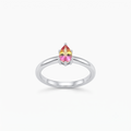 Silvme Gradient Pear Solitaire 925 sterling silver ring for women set with cubic zirconia — front view on white background
